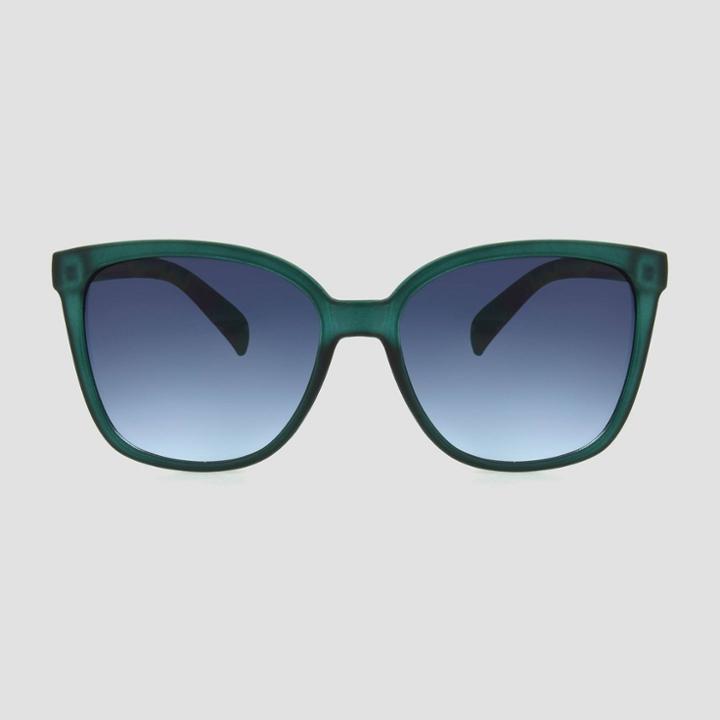 Women's Square Plastic Crystal Sunglasses - A New Day Blue