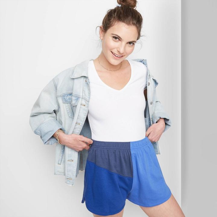Women's High-rise Dolphin Shorts - Wild Fable Blue Colorblock