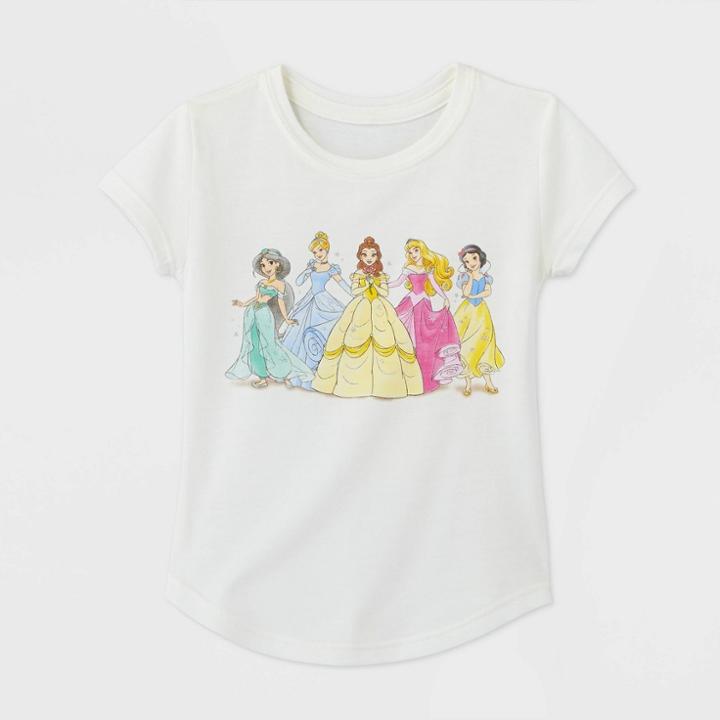 Toddler Girls' Disney Princess Line Up T-shirt - Ivory 3t, Girl's, Beige
