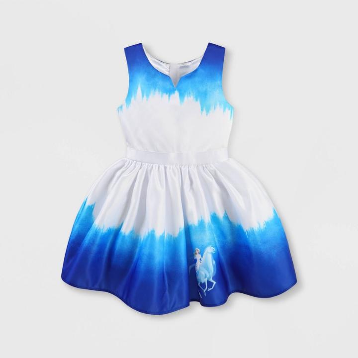 Frozen 2 Girls' Disney Frozen Dress - White/blue 4 - Disney