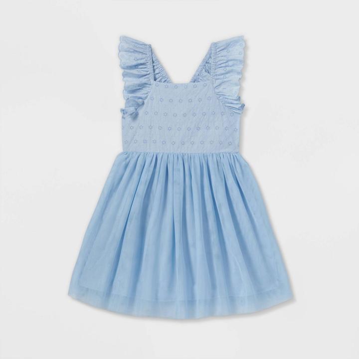 Girls' Eyelet Flutter Sleeve Tulle Dress - Cat & Jack