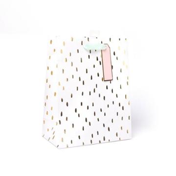 Spritz Medium Dotted Gift Bag With Foil Gold/white -