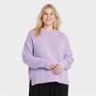Women's Plus Size Crewneck Pullover Sweater - A New Day Lavender