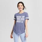 Women's Short Sleeve Wake Up, Hug Dog, Hustle Baseball Graphic T-shirt - Grayson Threads (juniors') Navy