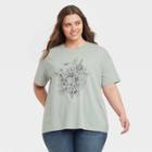 Fifth Sun Women's Plus Size Floral Print Short Sleeve Graphic T- Shirt -