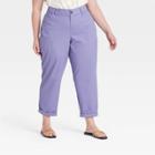 Women's Plus Size Tapered Chino Pants - Ava & Viv Violet