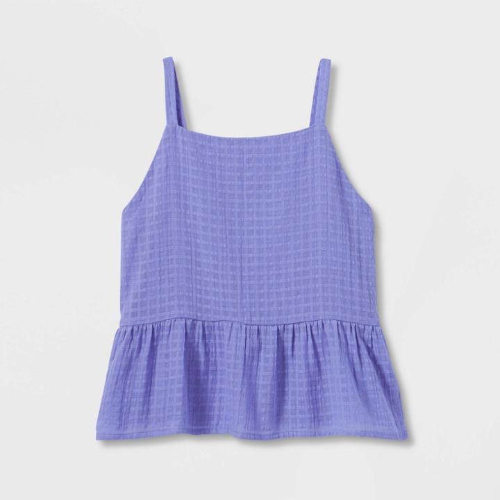 Girls' Woven Peplum Tank Top - Art Class Purple