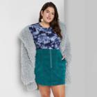 Women's Plus Size High-rise Zip-front Corduroy Mini Skirt - Wild Fable Blue
