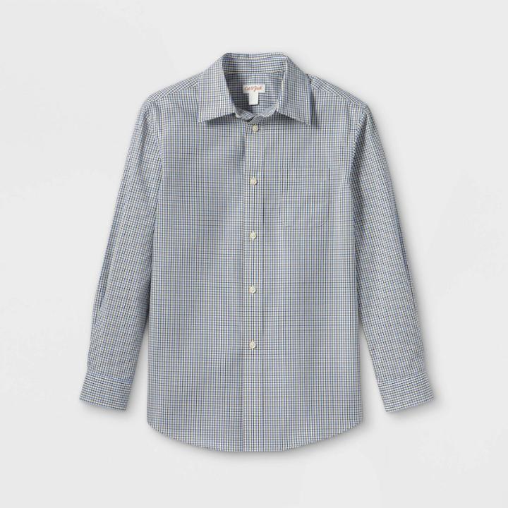 Boys' Button-down Suiting Long Sleeve Shirt - Cat & Jack Yellow/light Blue