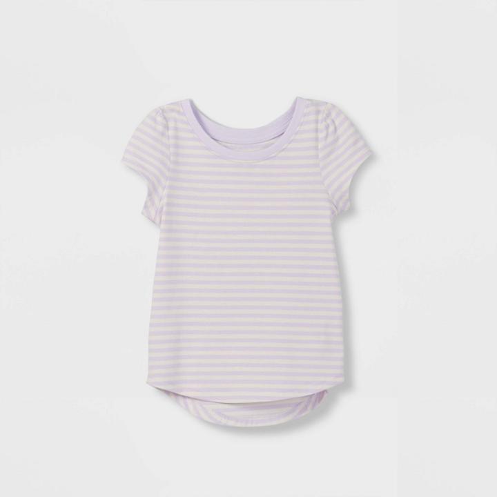 Toddler Girls' Striped Short Sleeve T-shirt - Cat & Jack Purple