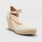 Women's Olivia Rounded Toe Espadrille Wedge Pumps - A New Day Cream 5, Women's, Ivory