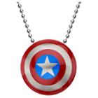 Marvel Captain America Shield Logo Stainless Steel Pendant With Chain (22), Kids Unisex