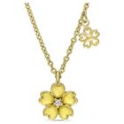 Distributed By Target Children's Yellow Enamel Flower Charm Necklace With White Topaz In Yellow Plated Sterling Silver -