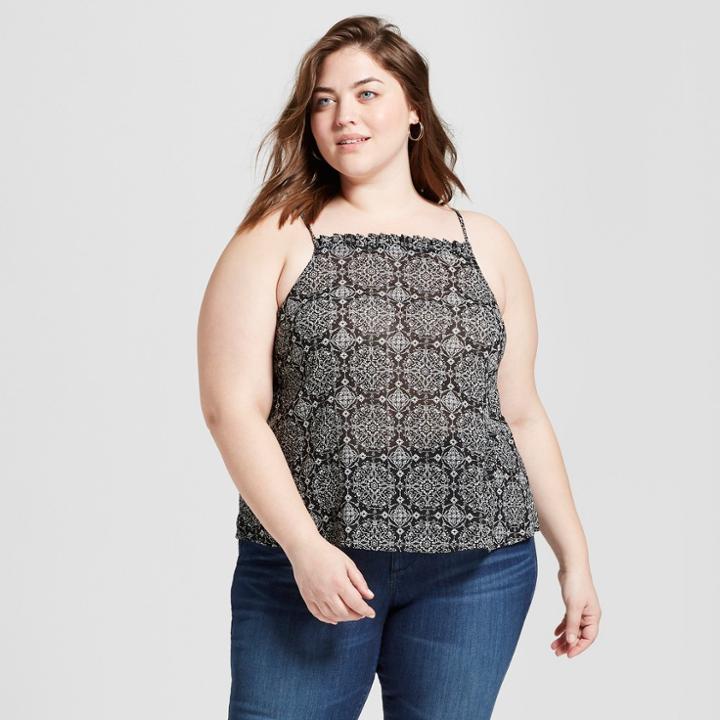 Women's Plus Size Button Front Strappy Dress - Universal Thread Black