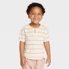 Grayson Collective Toddler Short Sleeve Ribbed Henley Striped T-shirt - White