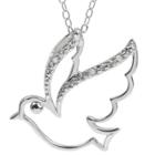 Journee Collection 1/10 Ct. T.w. Round-cut Cz Pave Set Dove Pendant Necklace In Sterling Silver - Silver