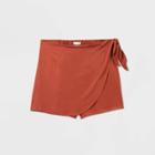 Women's Plus Size Wrap Mini Skirt - Ava & Viv Brown 2x, Women's,