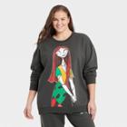 Women's Disney Plus Size Nightmare Before Christmas Family Holiday Graphic Sweatshirt - Black