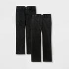 Boys' 2pk Flat Front Stretch Uniform Straight Fit Pants - Cat & Jack Black