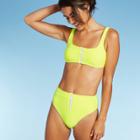 Women's Zip Front Bralette Bikini Top - Xhilaration Neon Yellow