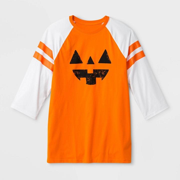 Shinsung Tongsang Men's Pumpkin Raglan Sleeve Graphic T-shirt - Orange