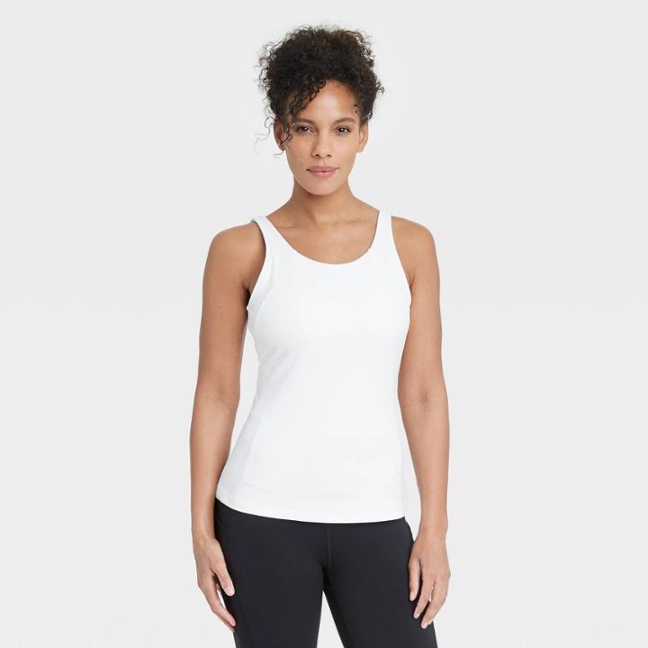 Women's Scoop Back Tank Top With Shelf Bra - All In Motion White