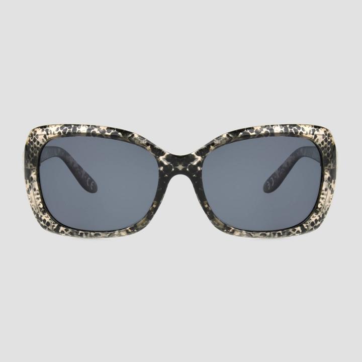 Women's Square Plastic Crystal Sunglasses - A New Day Black, Women's,