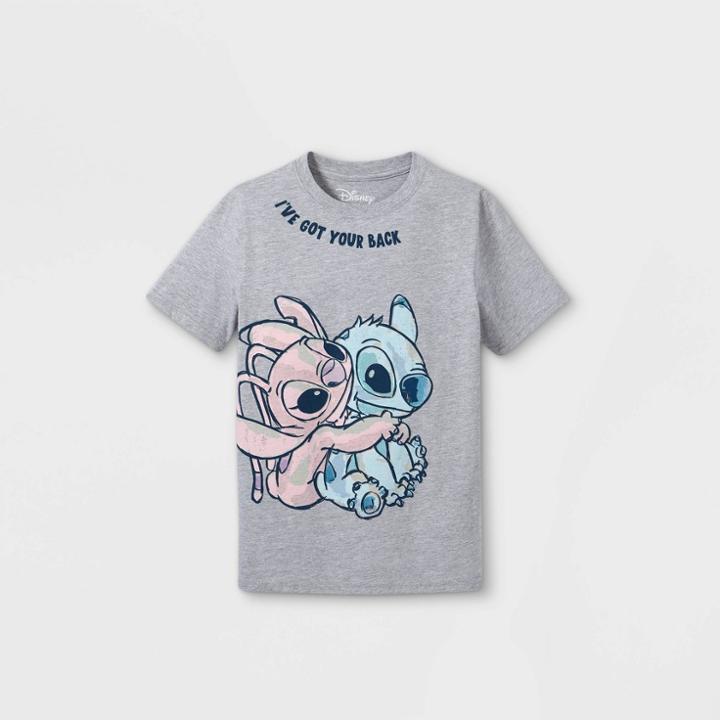 Girls' Disney Lilo & Stitch Short Sleeve Graphic T-shirt - Gray Xs - Disney