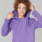 Men's Long Sleeve Hooded Pullover T-shirt - Original Use Mountain Purple