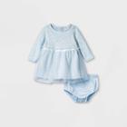 Baby Girls' Knit Elevated Long Sleeve Tutu Dress - Cat & Jack Blue Newborn