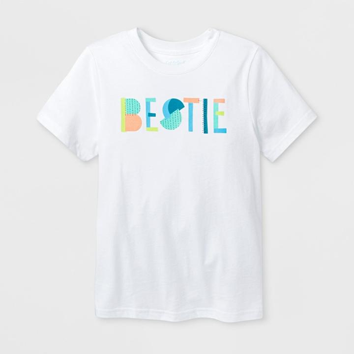 Kids' Short Sleeve 'bestie' Graphic T-shirt - Cat & Jack White Xs, Kids Unisex