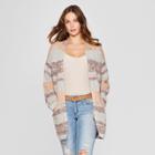 Women's Striped Long Sleeve Open Cardigan - Knox Rose Natural
