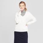 Women's Long Sleeve V-neck Pullover - A New Day Cream (ivory)
