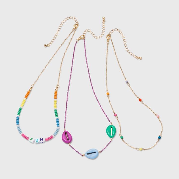 Girls' 3pk Beaded Necklace Set - Cat & Jack