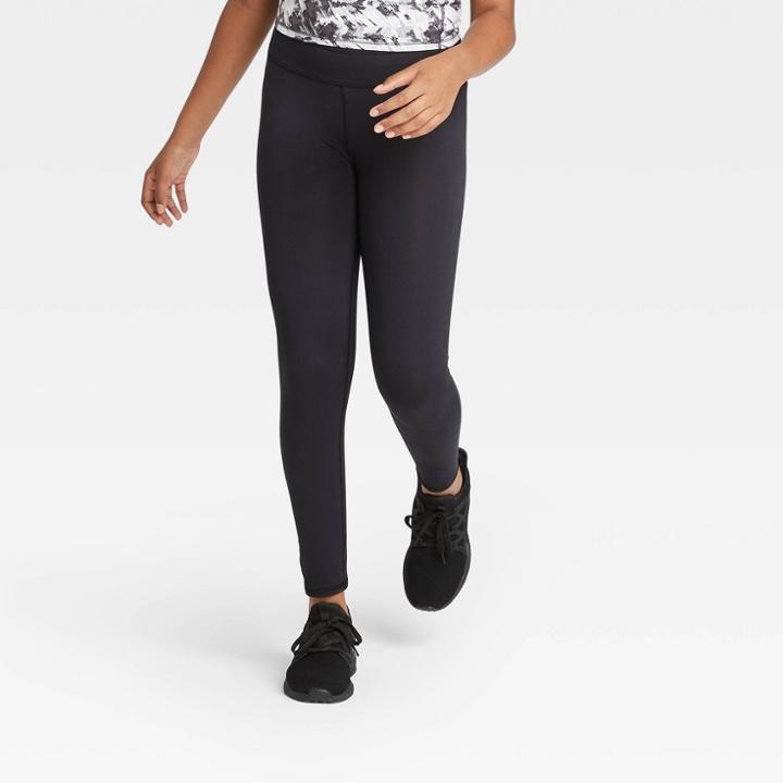 Girls' Performance Leggings - All In Motion Black Onyx Xs, Girl's, Black Black