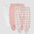 Honest Baby 3pks Buffalo Check Footed Harem Pants - Peach Orange Newborn