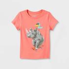 Toddler Boys' Rhino And Bird Skateboard Graphic Short Sleeve T-shirt - Cat & Jack Pink