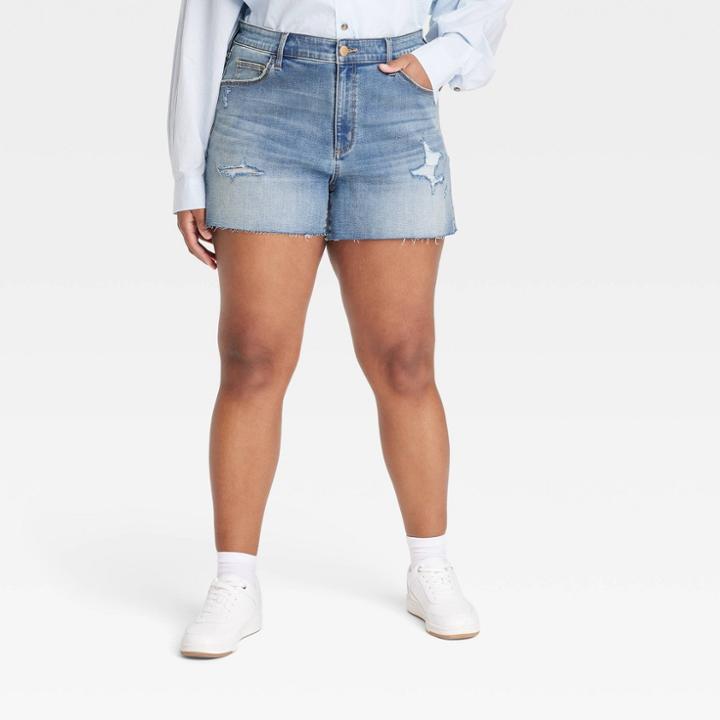 Women's High-rise Midi Jean Shorts - Universal Thread Medium Wash 17,