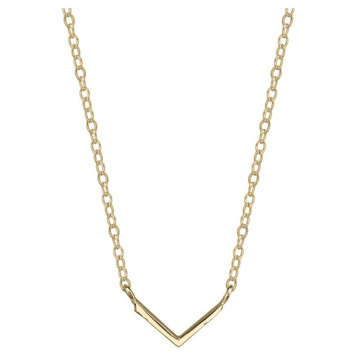 Distributed By Target Women's Sterling Silver V Bar Station Necklace - Gold (18),