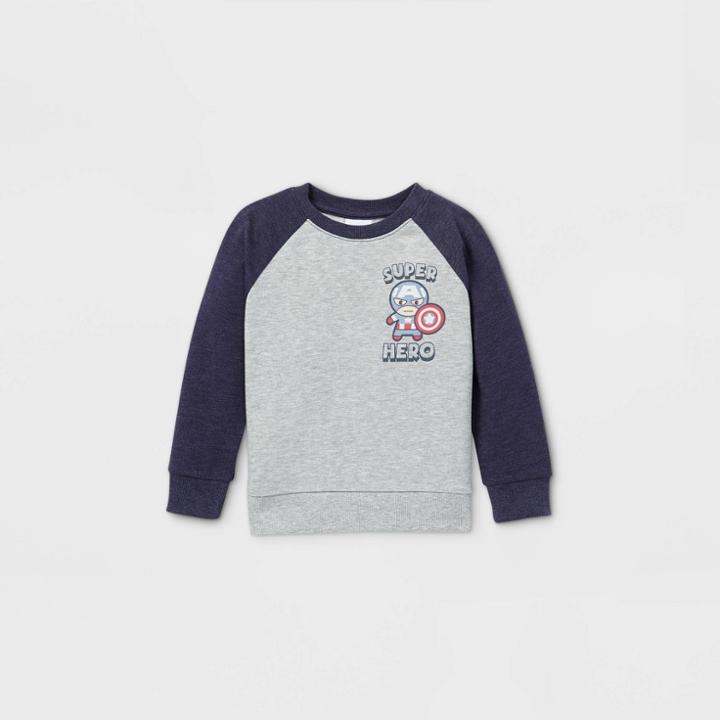 Toddler Boys' Marvel Superheroes 'feeling Super' Raglan Fleece Pullover - Navy Heather