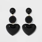 Sugarfix By Baublebar Mixed Media Heart Earrings - Black, Women's