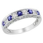 No Brand 4/5 Ct. T.w. Created Sapphire And Created White Sapphire Ring - Silver, Women's, Size: 9.0, Blue/silver/white