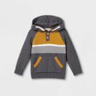 Toddler Boys' Knit Striped Hoodie Pullover Sweater - Cat & Jack Gray