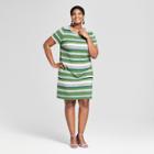 Women's Plus Size Striped T-shirt Dress - Ava & Viv Green X
