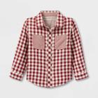 Toddler Boys' Reversible Long Sleeve Flannel Button-up Shirt - Cat & Jack Burgundy