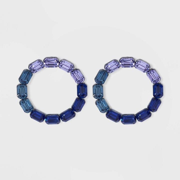 Circle Stone Hoop Earrings - A New Day Blue