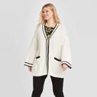 Women's Plus Size Striped Long Sleeve Open Cardigan - Who What Wear White 1x, Women's,