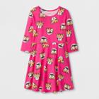 Girls' 3/4 Sleeve Tiger Print Dress - Cat & Jack Pink
