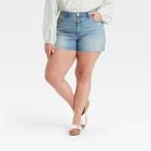 Women's Plus Size High-rise Vintage Midi Jean Shorts - Universal Thread Medium Wash 14w,
