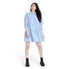 Women's Gingham 3/4 Sleeve Shirtdress - Sandy Liang X Target Blue Xxs